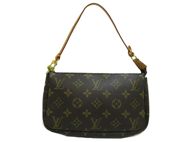 Bolsa de ombro Louis Vuitton Monogram Pochette Accessoires Marrom Couro  ref.1408158