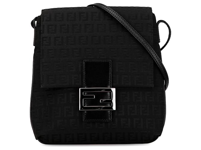 Zucchino Bolsa Crossbody Fendi Abobrinha Preta Preto Couro  ref.1408161