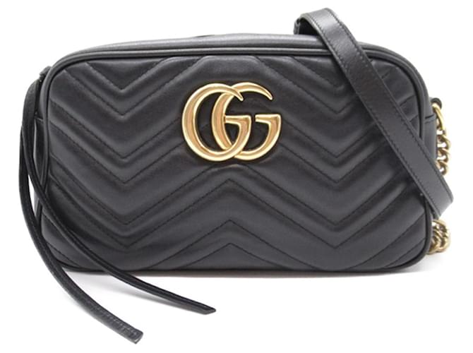 Bandolera pequeña Gucci GG Marmont Matelasse negra Negro Cuero  ref.1408162