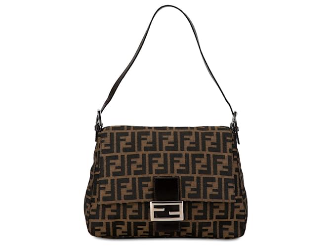 Bolso de hombro Mamma Forever de lona marrón Fendi Zucca Castaño Cuero  ref.1408164