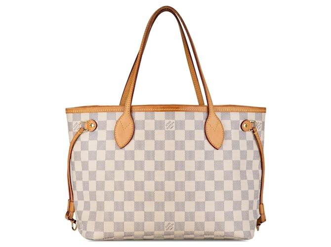 Sac cabas blanc Louis Vuitton Damier Azur Neverfull PM Cuir  ref.1408184