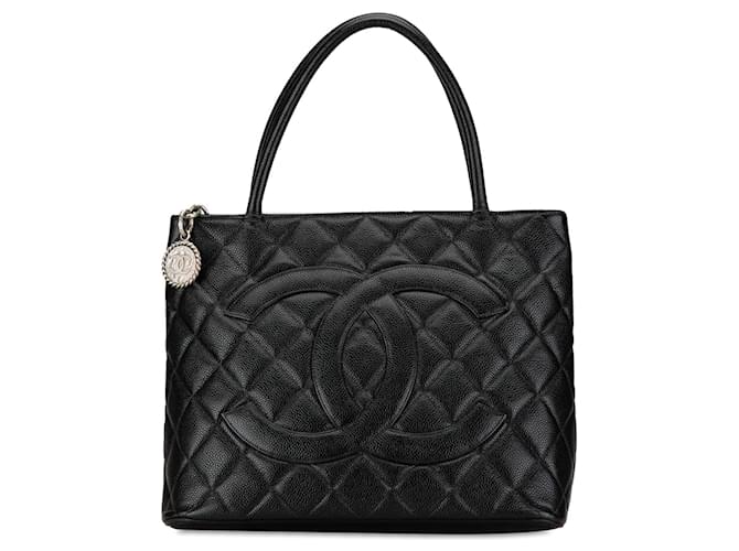 Black Chanel Caviar Medallion Tote Leather  ref.1408213