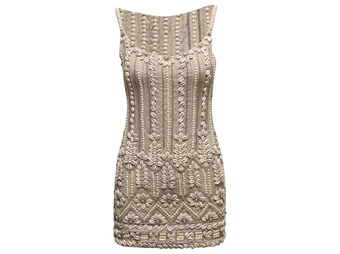 Autre Marque Beige AllSaints Skallein Shell-Embellished Mini Dress Size US 6 Synthetic  ref.1408358