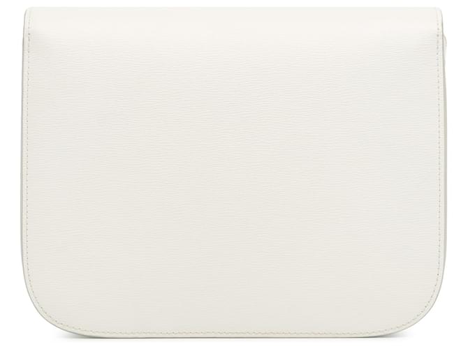 Classic Box Céline Bolsa Crossbody Celine Média Clássica Branca Branco Couro  ref.1408398