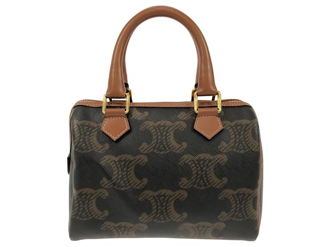 Céline Bolsa Celine Pequena Triomphe XL Marrom Couro  ref.1408407