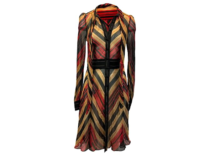 Black Multicolor Diane von Furstenberg Silk Chevron Print Dress Size US 6 ref.1408455 Joli Closet