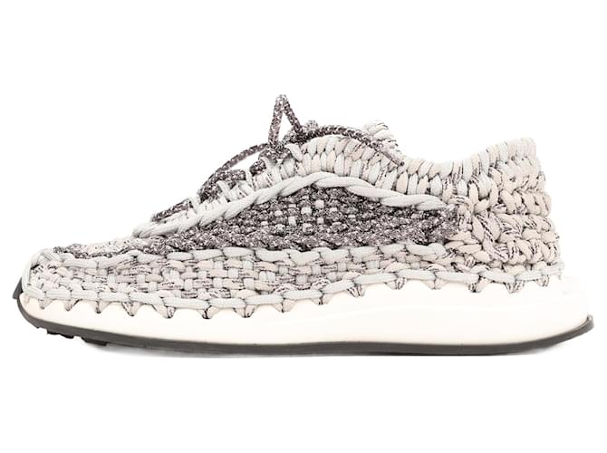 Valentino Garavani Baskets en cuir x tissu 37 Paillettes au