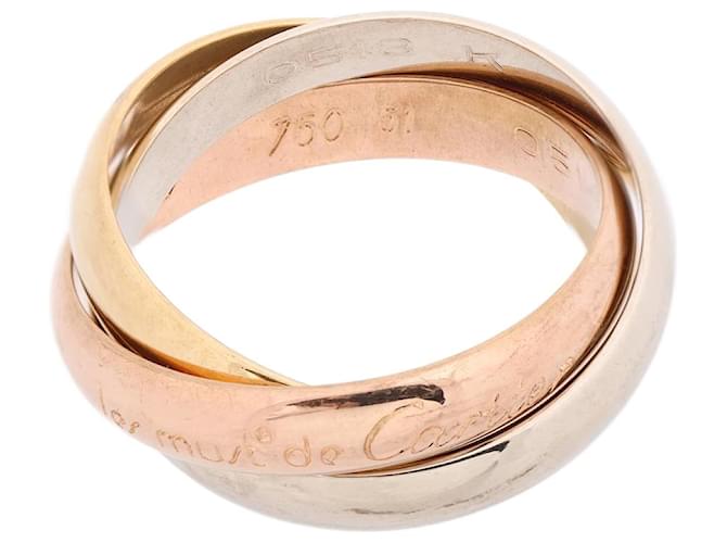 Trinity Cartier-Dreifaltigkeitsring 750(YG×PG×WG) 7.7G 51 Golden Gelbes Gold  ref.1408488