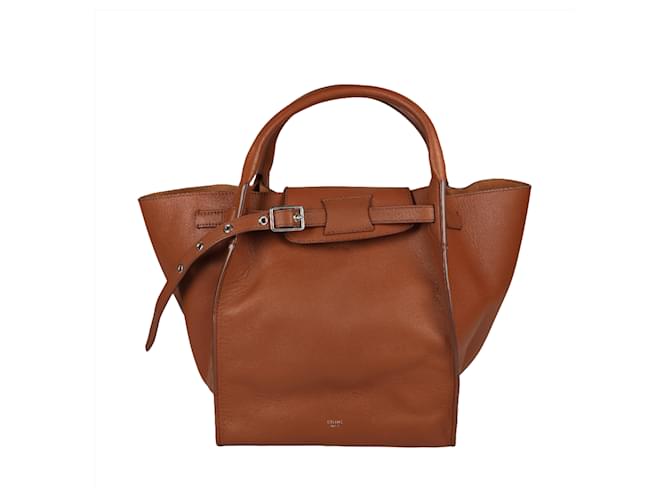 Big Bag Céline CELINE Bolso grande pequeño de piel de becerro lisa 2bolso way en color canela Castaño Cuero  ref.1408494