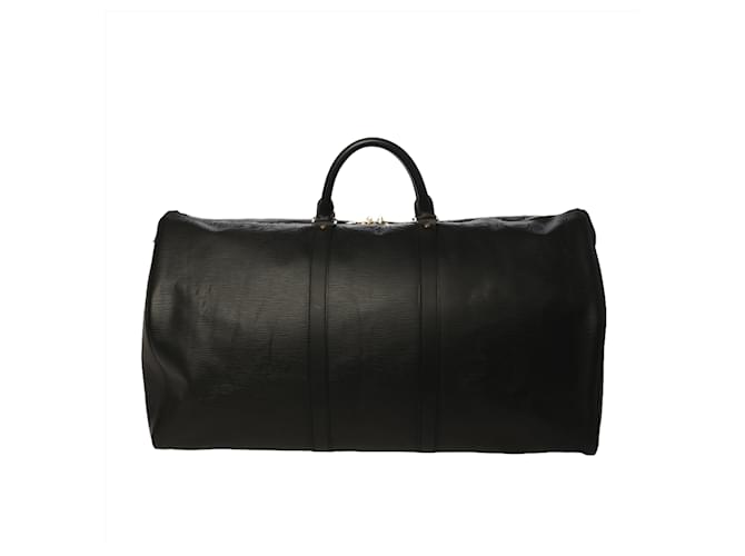 Keepall Bolsa de couro Louis Vuitton Epi 55 Bolsa de Viagem em Noir Preto  ref.1408495