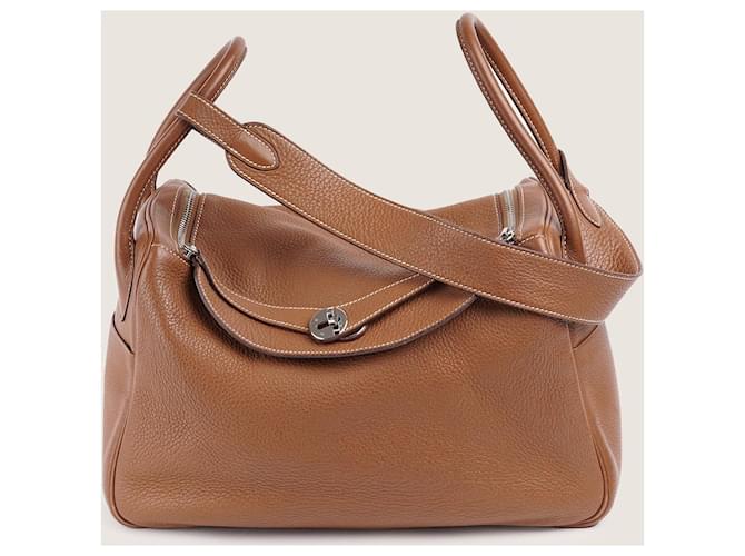 Hermès Lindy 30 Bolsa de hombro Castaño Cuero  ref.1408512