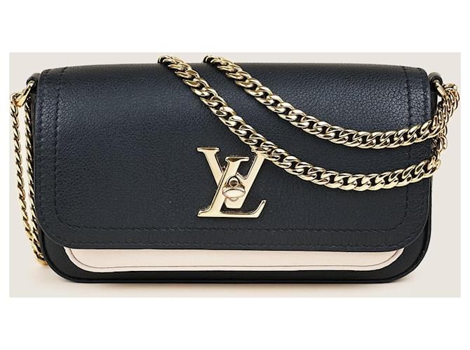 Louis Vuitton Pochette tierna Lockme Negro Cuero  ref.1408536