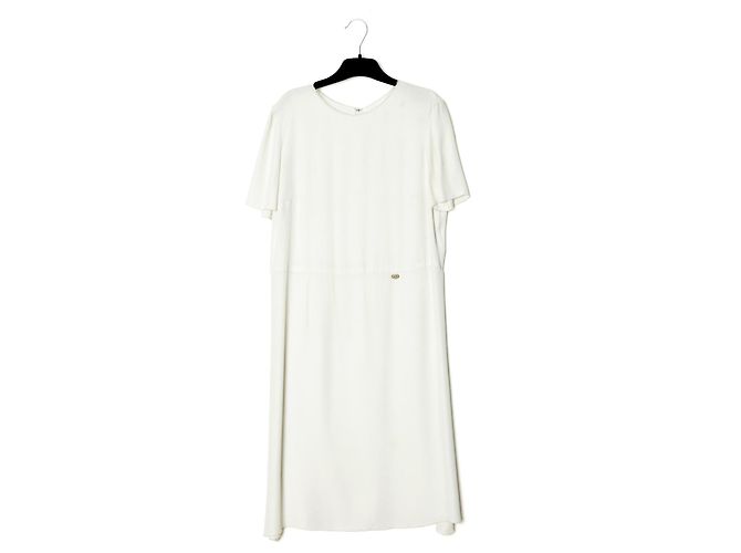 Chanel PE2011 Kleid FR38 Weiß Viskose Minimal Kleid US8