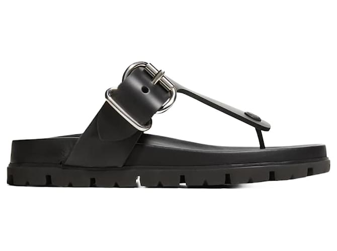 Prada Thong Sandals Black Leather  ref.1408568