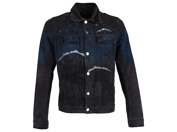 Amiri Airbrush Trucker Jacket in Black Denim  Cotton  ref.1408612