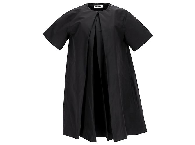 Miniabito plissettato Jil Sander in cotone nero