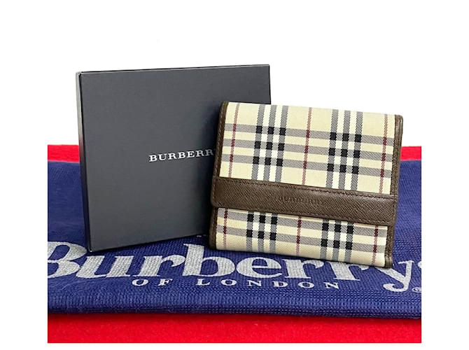 Carteira curta de lona Burberry Nova Check Bifold em excelente estado  ref.1408666