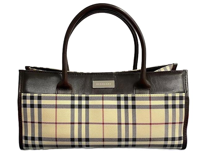 Burberry Nova Check Handle Bag Bolsa de lona em bom estado  ref.1408667