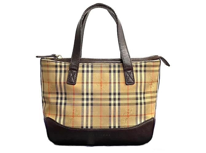 Bolsa de mão de lona com estampa Haymarket da Burberry em muito bom estado  ref.1408672