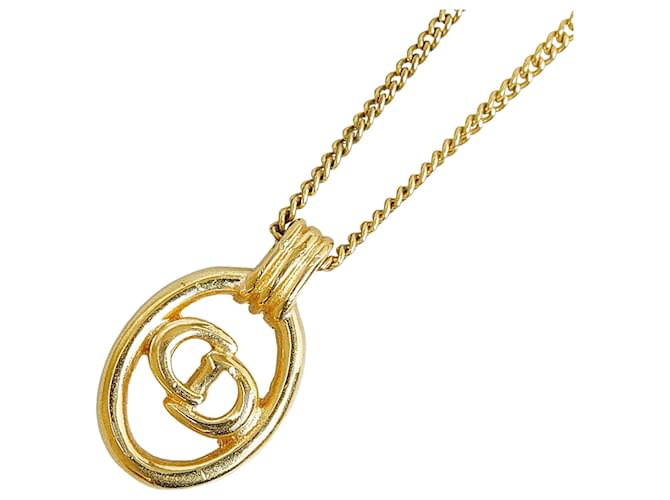 Christian Dior Logo Gold Plated Necklace in Good Condition Golden Metal  ref.1408692