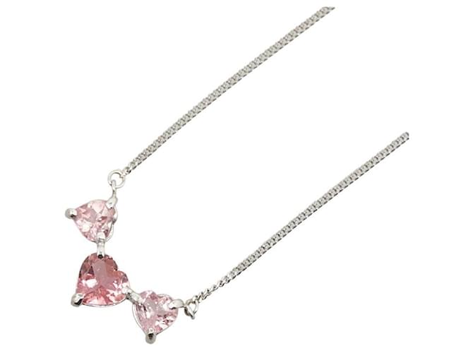 & Other Stories LuxUness Platinum Garnet Heart Pendant Metal Necklace in Excellent condition Silvery  ref.1408700