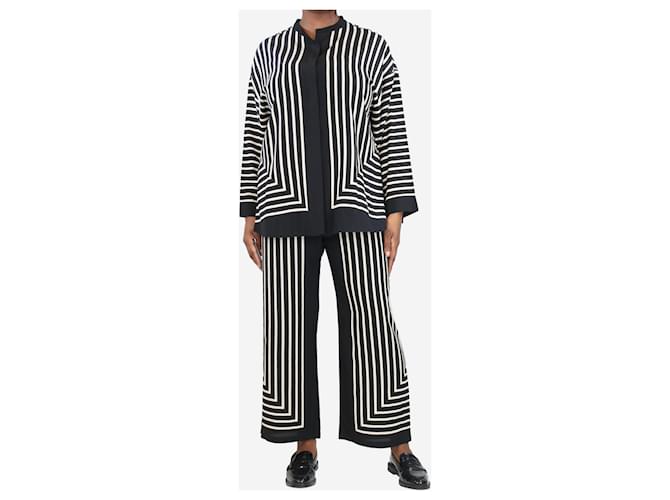 Totême Black silk striped shirt and trousers set - size UK 12  ref.1408736