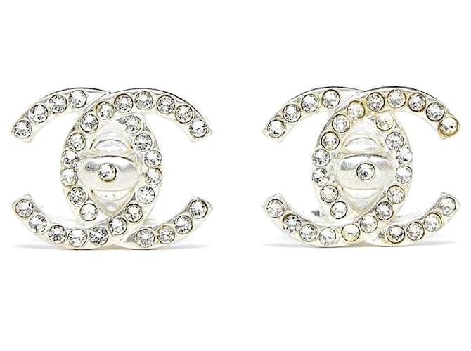 Chanel AH1996 Boucles Clips CC Turnlock Clip on earrings Silver Rhinestones Métal Argenté  ref.1408740