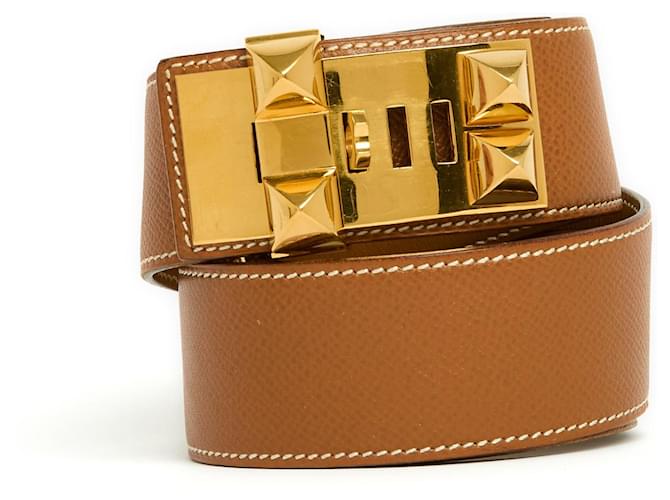 Hermès 1992 Ceinture T78 Medor Collier de Chient Belt 32 in Cuir Caramel  ref.1408745