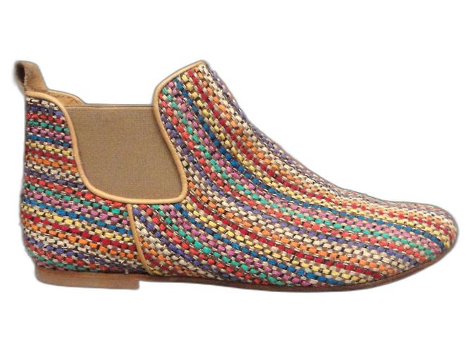 Botins Tatoosh de couro e tecido Multicor