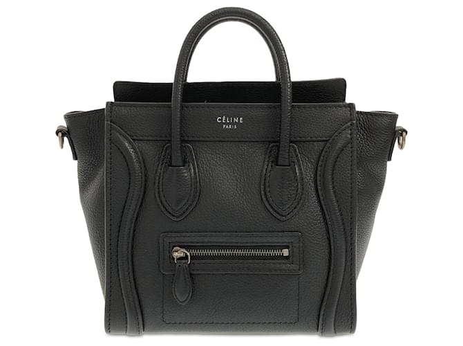 Luggage Céline Schwarze Nano-Gepäcktasche von Celine Leder Kalbähnliches Kalb  ref.1408777