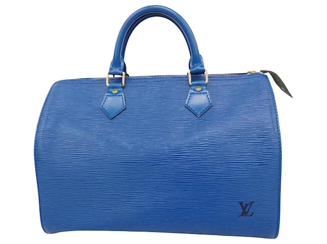 Louis Vuitton Speedy 30 Cuir Bleu  ref.1408946