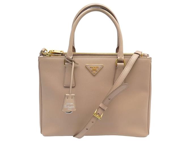 PRADA BN HANDBAG1874 GRAND GALLERIA SAFFIANO LEATHER BEIGE HAND BAG  ref.1409056