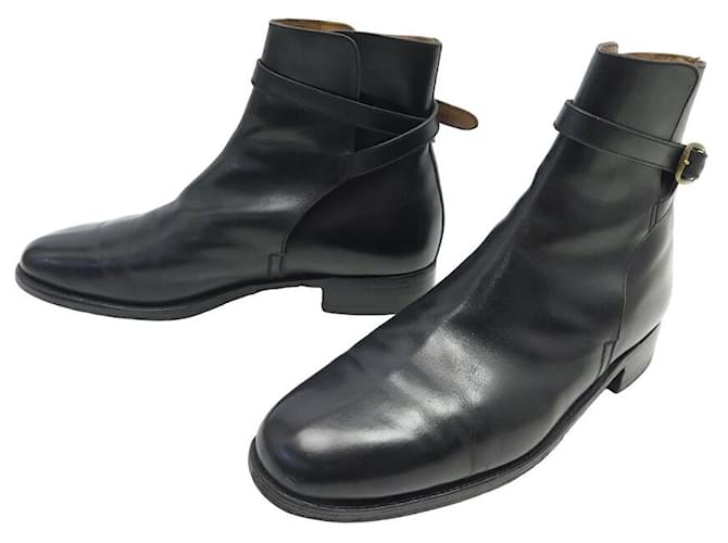 CHAUSSURES JM WESTON BOTTINES JODHPUR 8.5D 42.5 EN CUIR NOIR BOOTS SHOES  ref.1409063