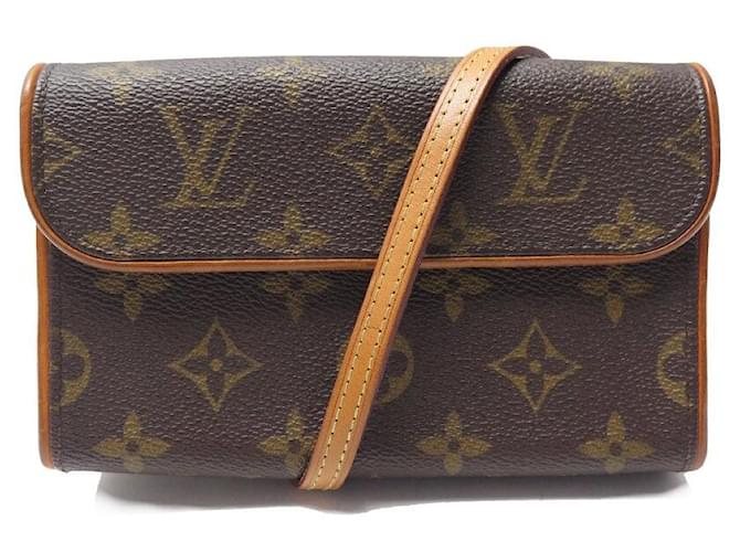 LOUIS VUITTON FLORENTINE M CLUTCH BAG51855 MONOGRAM POUCH CANVAS BELT Brown Cloth  ref.1409067