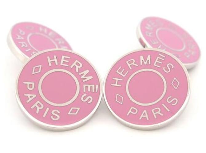 Hermès NEW HERMES CLOU DE SELLE PINK LACQUER & STEEL CUFFLINKS CUFFLINKS Leather  ref.1409076