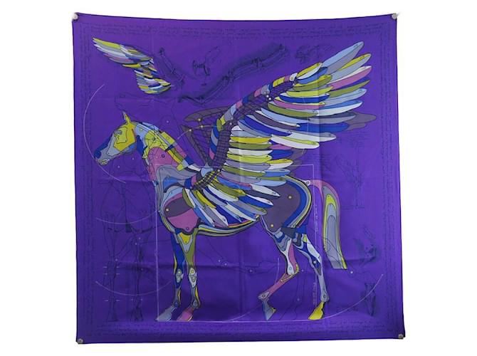 Hermès NEW RARE LE PEGASE D'HERMES SCARF SILK VIOLET RENONCIAT NEW SILK SCARF Purple  ref.1409078