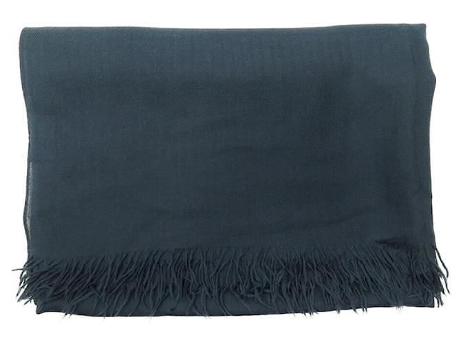 Hermès stole 145 x 200 CM IN BLACK CASHMERE & WOOL WOOL CASHMERE SCARF  ref.1409089