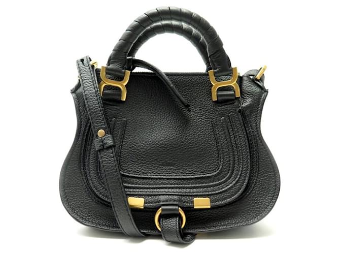 Chloé NEW CHLOE MARCIE MINI CHC HANDBAG23SS595I31001 GRAIN LEATHER STRAP Black  ref.1409096