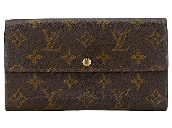 Cartera larga Louis Vuitton Monogram Pochette Port Monnaie Credite M61725 en muy buen estado Lienzo  ref.1409140