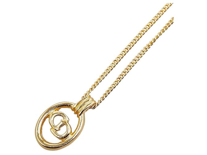 Dior CD Logo Gold Plated Necklace in Great Condition Golden Metal  ref.1409150