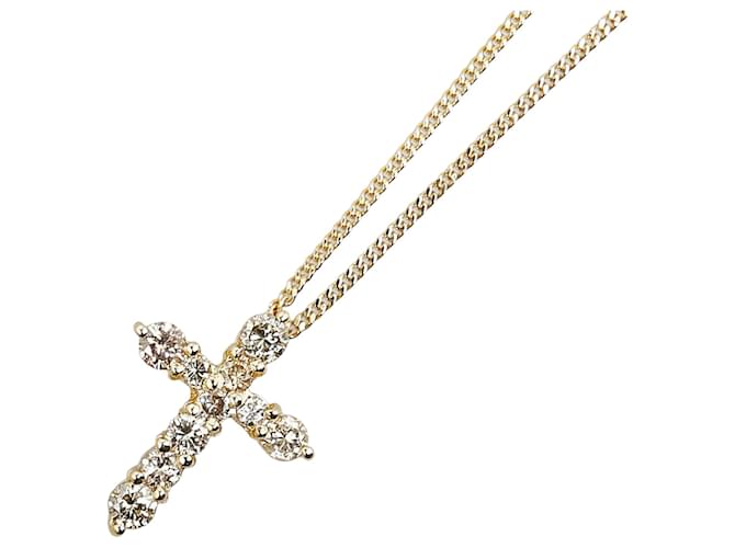 & Other Stories LuxUness 18Collier pendentif croix diamant or k Collier en métal en excellent état Doré  ref.1409151