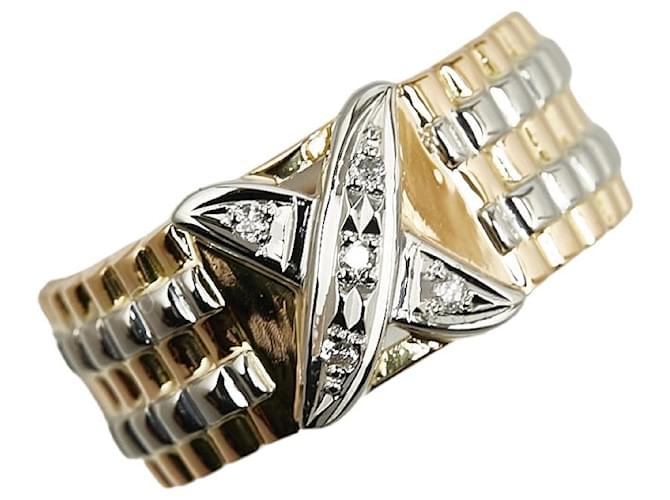 & Other Stories Anel de diamante em ouro amarelo K18YG e platina Pt900 12.5 em excelente estado Dourado Metal  ref.1409160