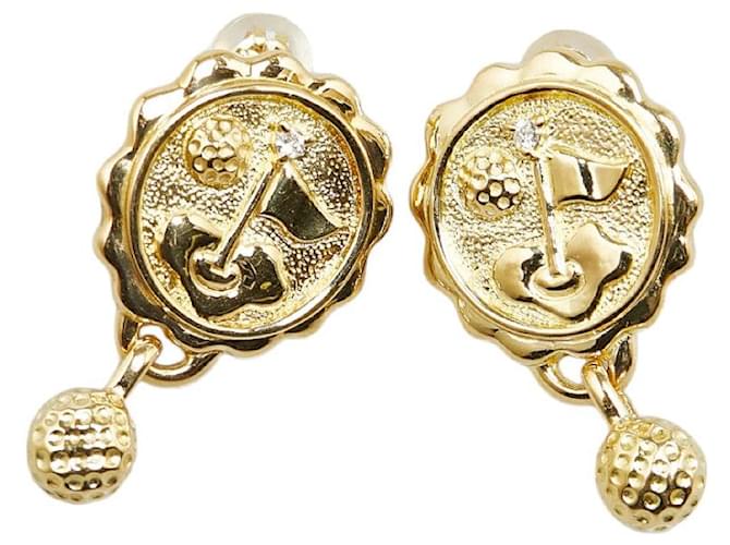 & Other Stories K18YG Yellow Gold Diamond Earrings 25.2mm x 15.5mm in Great Condition Golden Metal  ref.1409165