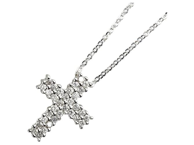 & Other Stories LuxUness 18k Gold Diamond Cross Pendant Necklace Metal Necklace in Excellent condition Silvery  ref.1409172