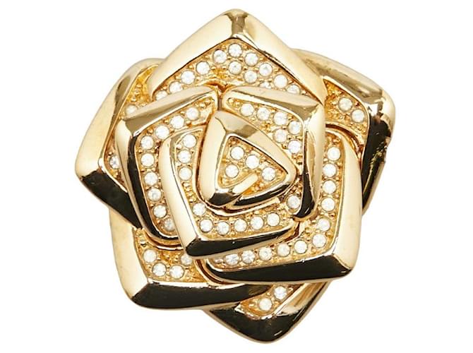 Broche Dior Rose Strass Broche Métal en Bon état  ref.1409177