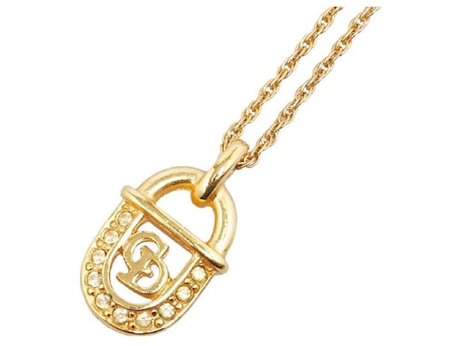 Collier pendentif strass logo Dior CD Collier en métal en bon état  ref.1409181