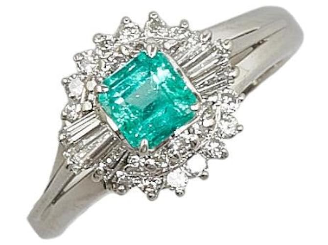 & Other Stories Pt850 Platinum Emerald 0.38ct Diamond 0.34ct Ring in Excellent Condition Silvery Metal  ref.1409187