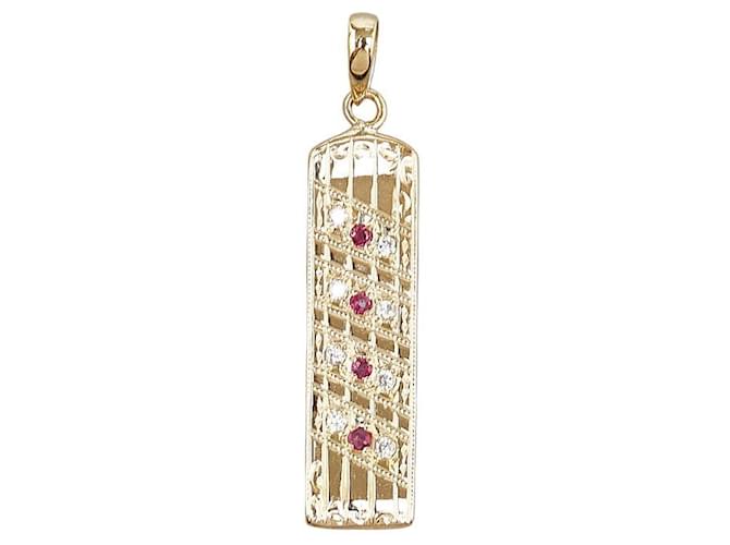 & Other Stories Pendentif en or jaune K18YG avec rubis de 0,13 ct et diamant de 0,27 ct en excellent état Métal Doré  ref.1409189