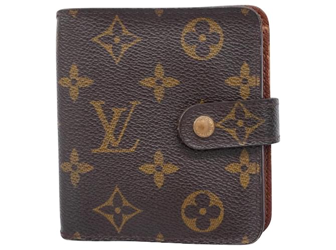 Louis Vuitton Compact zip Marrom Lona  ref.1409232