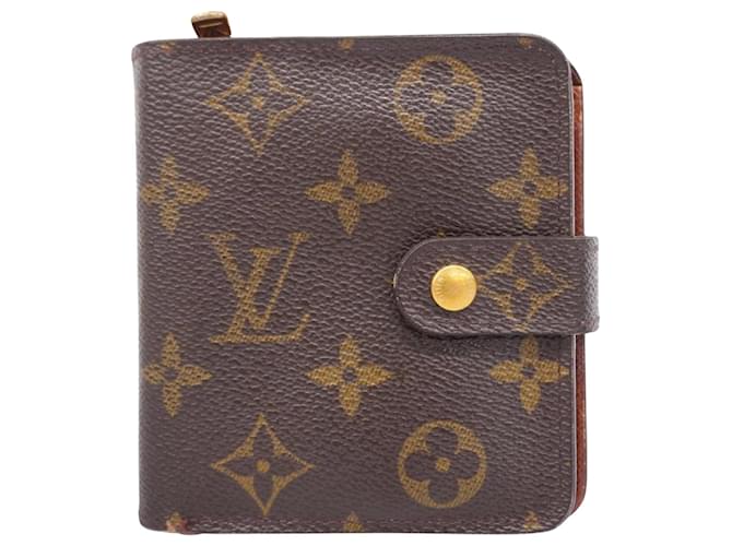 Louis Vuitton Compact zip Marrom Lona  ref.1409235